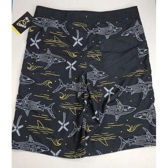 Boys Shark Wave Palm Print Swim Trunks Size 18 New - Picture 2 of 2